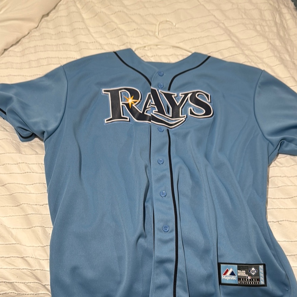 Majestic Rays Light Blue Baseball Jersey
